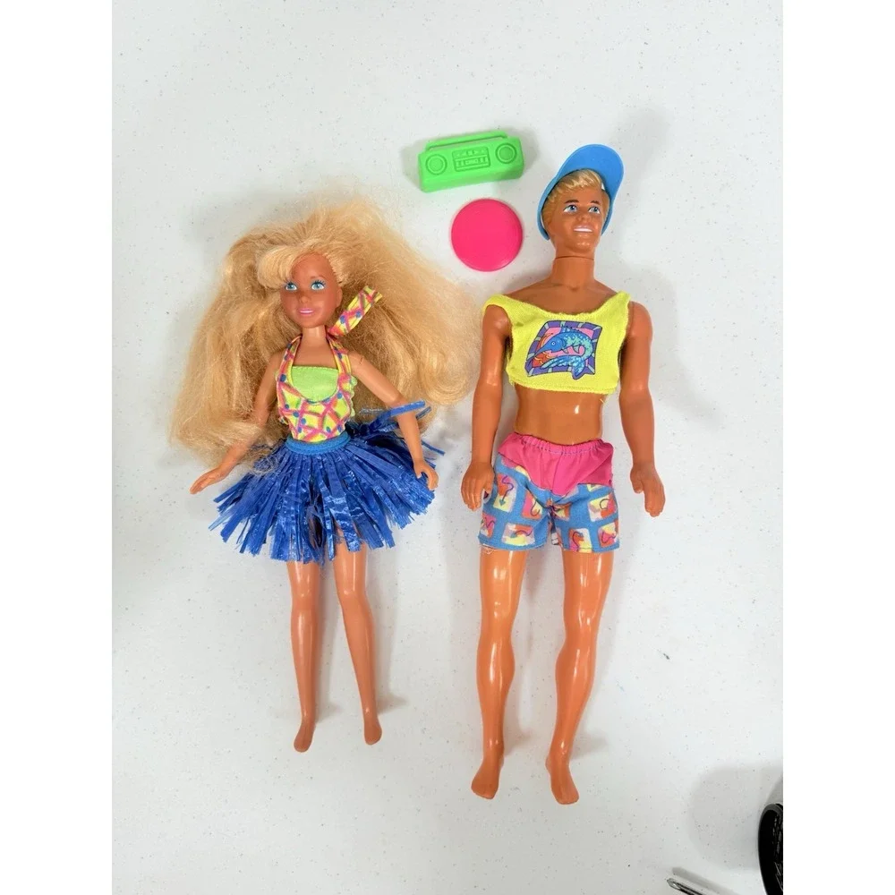 Hawaiian Fun Barbie Ken And Jazzy Summer Vintage Doll Lot Damage Read